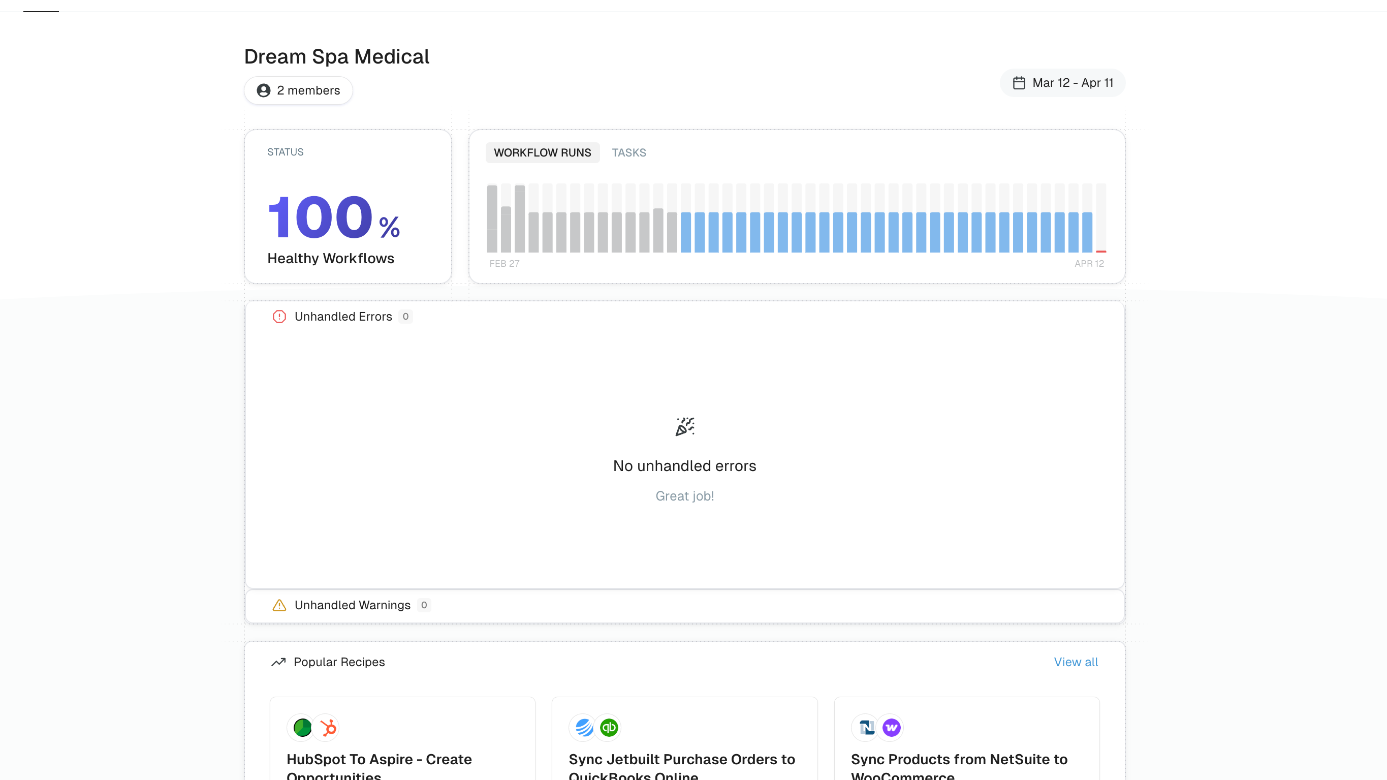 Workflow monitoring screen